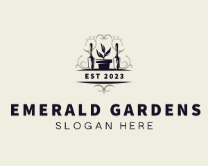 Shovel Plant Gardening logo design