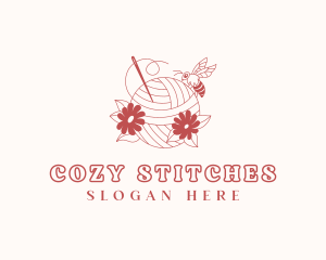 Floral Yarn Sewing Bee logo design