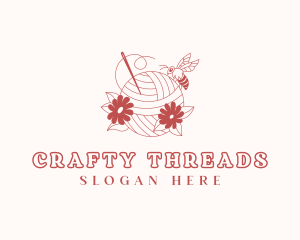 Floral Yarn Sewing Bee logo design