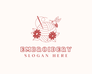 Floral Yarn Sewing Bee logo design