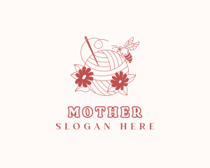Knitter - Floral Yarn Sewing Bee logo design