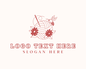 Crochet - Floral Yarn Sewing Bee logo design