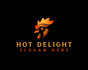 Flaming Chicken Rooster logo design