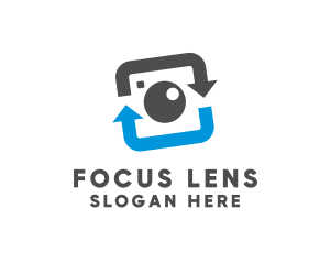 Camera Lens Arrow logo design