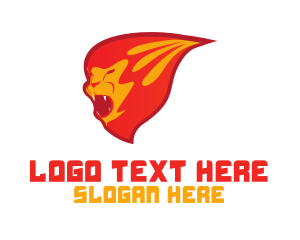 Lion Head - Red Lion Flame logo design
