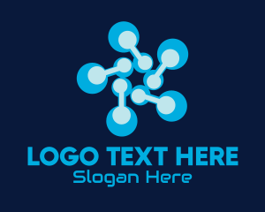 Telecom - Blue Digital Flower logo design