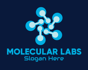 Molecular - Blue Digital Flower logo design