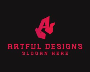 3D Red Graffiti Letter A logo design