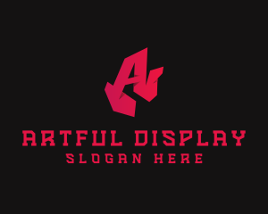 3D Red Graffiti Letter A logo design