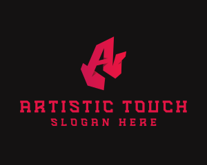 3D Red Graffiti Letter A logo design