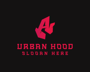 Hood - 3D Red Graffiti Letter A logo design