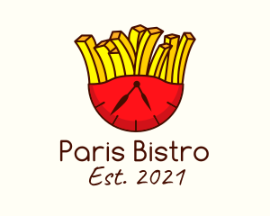 French Fries Clock  logo design