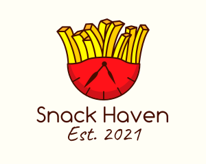 French Fries Clock  logo design