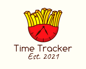 French Fries Clock  logo design