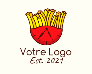 Snack - French Fries Clock logo design