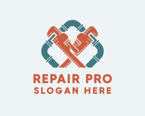 Industrial Plumbing Pipe Wrench logo design