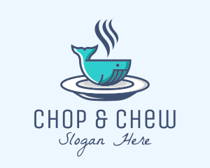 Whale Cafe Food Bowl logo design