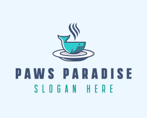 Whale Cafe Food Bowl logo design