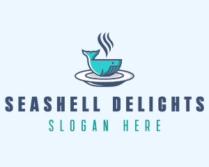 Whale Cafe Food Bowl logo design