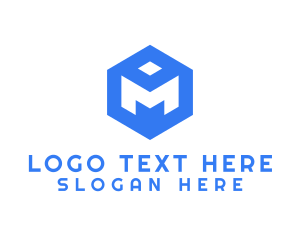 Blue Square - Generic Cube Letter M logo design