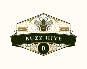 Vintage Organic Honeybee logo design