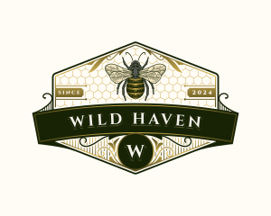 Vintage Organic Honeybee logo design