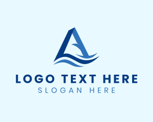Surf - Ocean Wave Letter A logo design