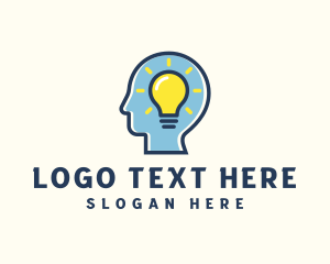 Thinker - Engineer Lightbulb Head logo design
