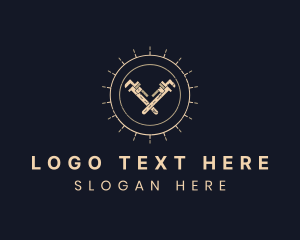 Wrench - Mechanic Pipe Wrench logo design