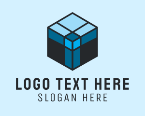 Carpentry - Textile Fabric Cube logo design