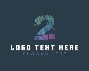 Modern Glitch Number 2 logo design