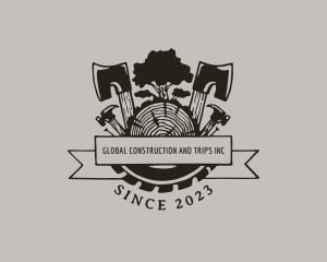 Tradesperson - Carpenter Tools Forest logo design