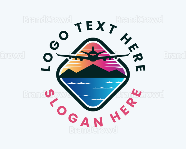 Airplane Travel Beach Logo