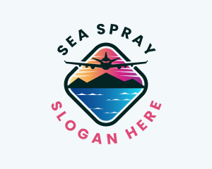 Airplane Travel Beach logo design