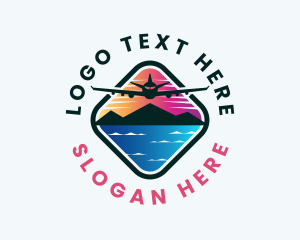 Airplane Travel Beach Logo