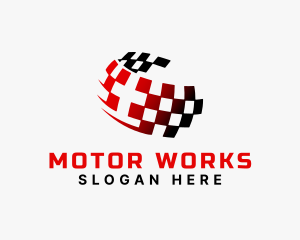 Motor - Fast Racing Flag logo design