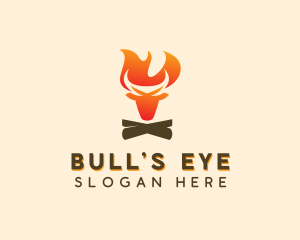 Bull Flaming Bonfire logo design