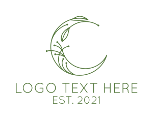 Green - Vegan Garden Moon Leaves logo design