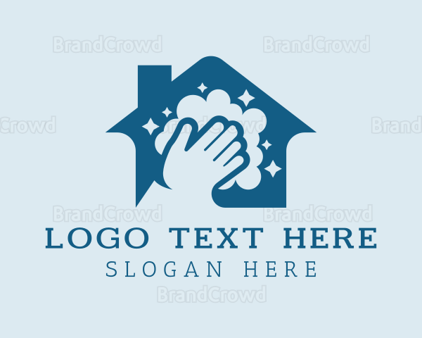 Home Cleaning Housekeeper Hand Logo