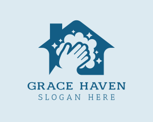 Home Cleaning Housekeeper Hand Logo