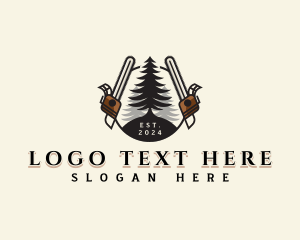 Carpentry - Chainsaw Wood Cutter logo design