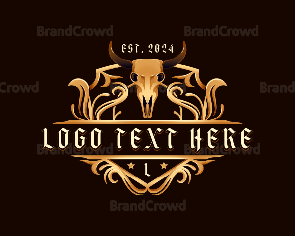 Bull Skull Horn Logo