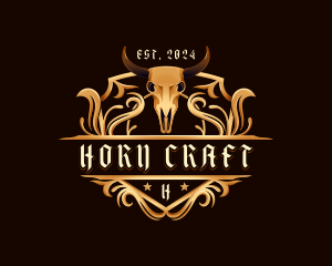Bull Skull Horn logo design