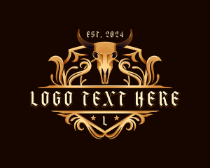 Floral - Bull Skull Horn logo design