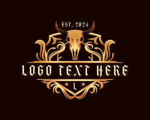 Cow - Bull Skull Horn logo design