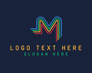 App - Colorful Letter M Lines logo design