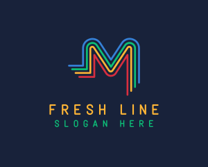 Colorful Letter M Lines logo design
