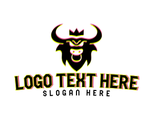 Game Streaming - Crown Bull Anaglyph logo design