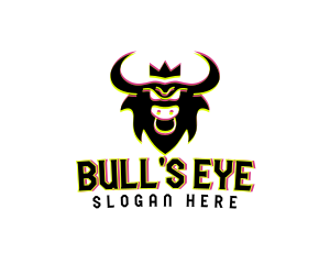 Crown Bull Anaglyph logo design