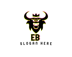 Game Streaming - Crown Bull Anaglyph logo design